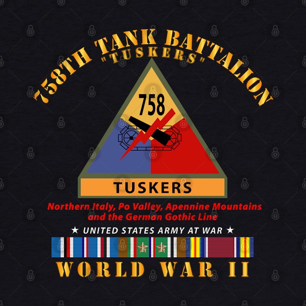 758th Tank Battalion - Tuskers  w SSI Name Tape WWII  EU SVC by twix123844